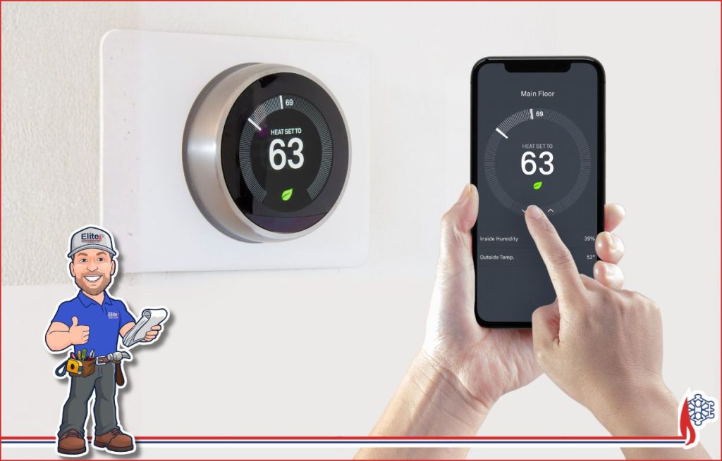 A homeowner programming a smart thermostat.