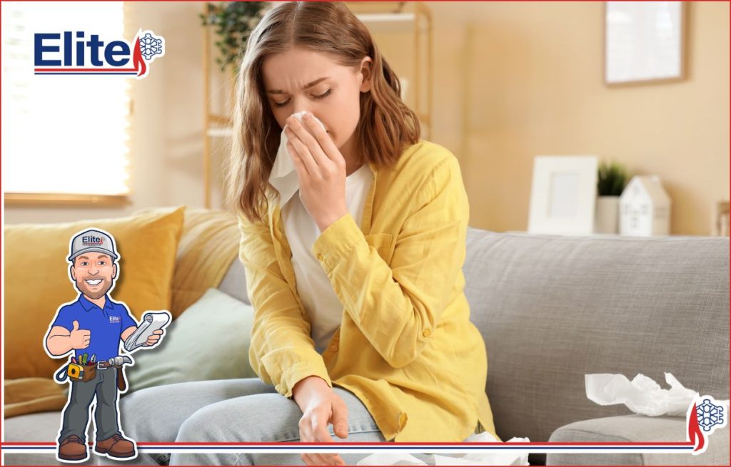 A women sneezing due to summer humidity
